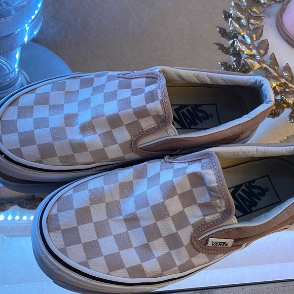 pink and blue checkered vans